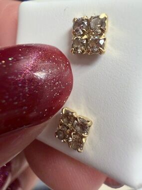 K18 Japan Gold w/ diamonds 0.15 carats in cluster Stud Earrings